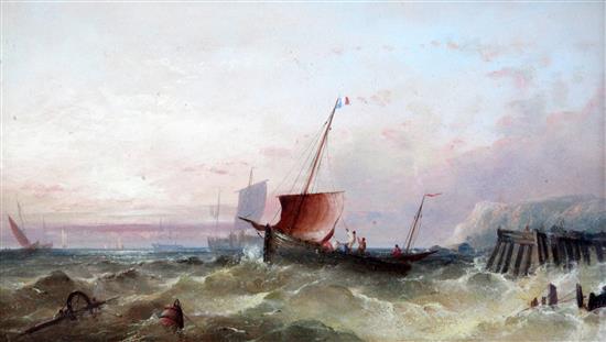 William Henry Williamson (1820-1883) Fishing boats off the coast, 7.5 x 13.5in.